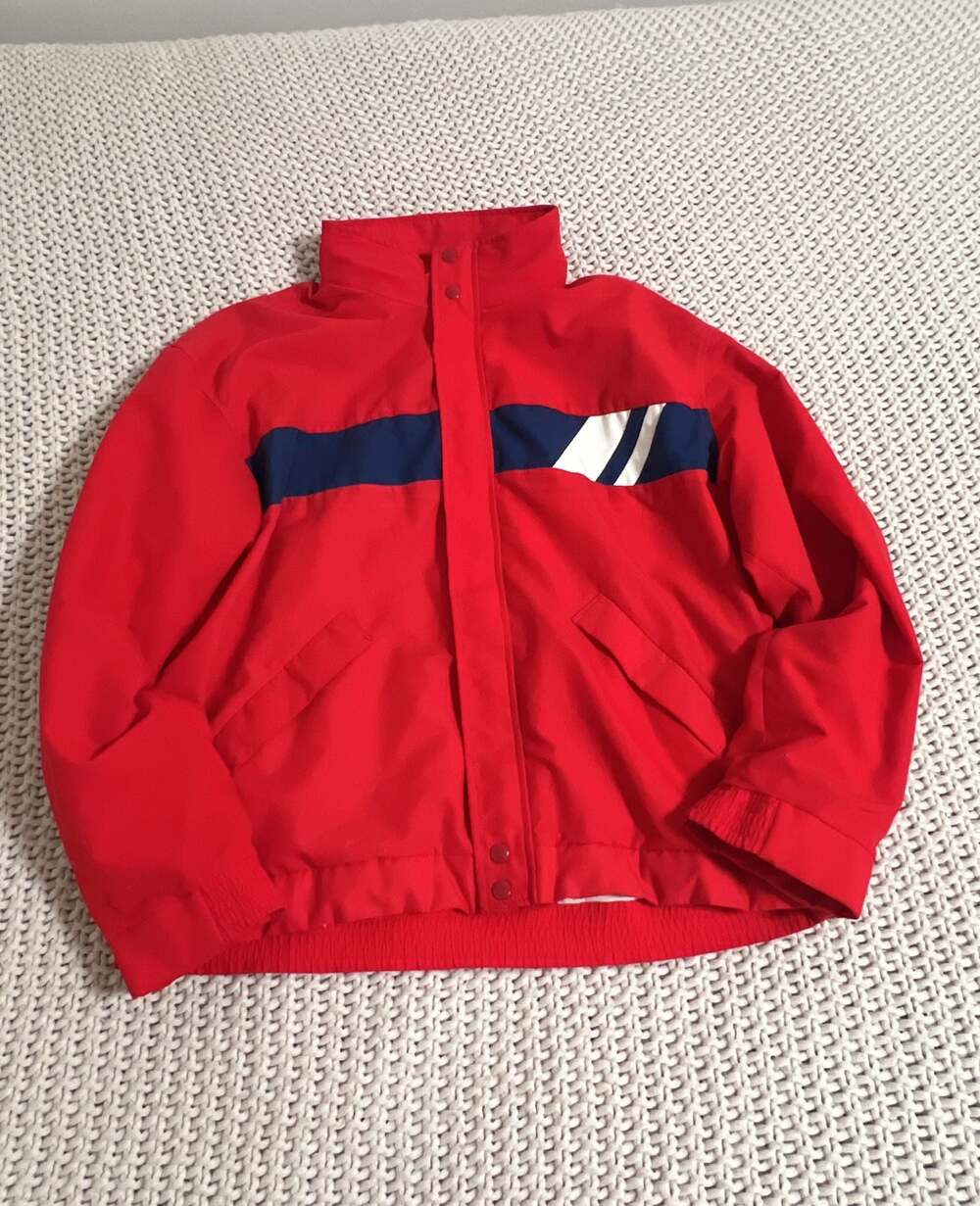 Vintage Forrester's Color Block Red and Navy Blue Lightweight Windbreaker Jacket
